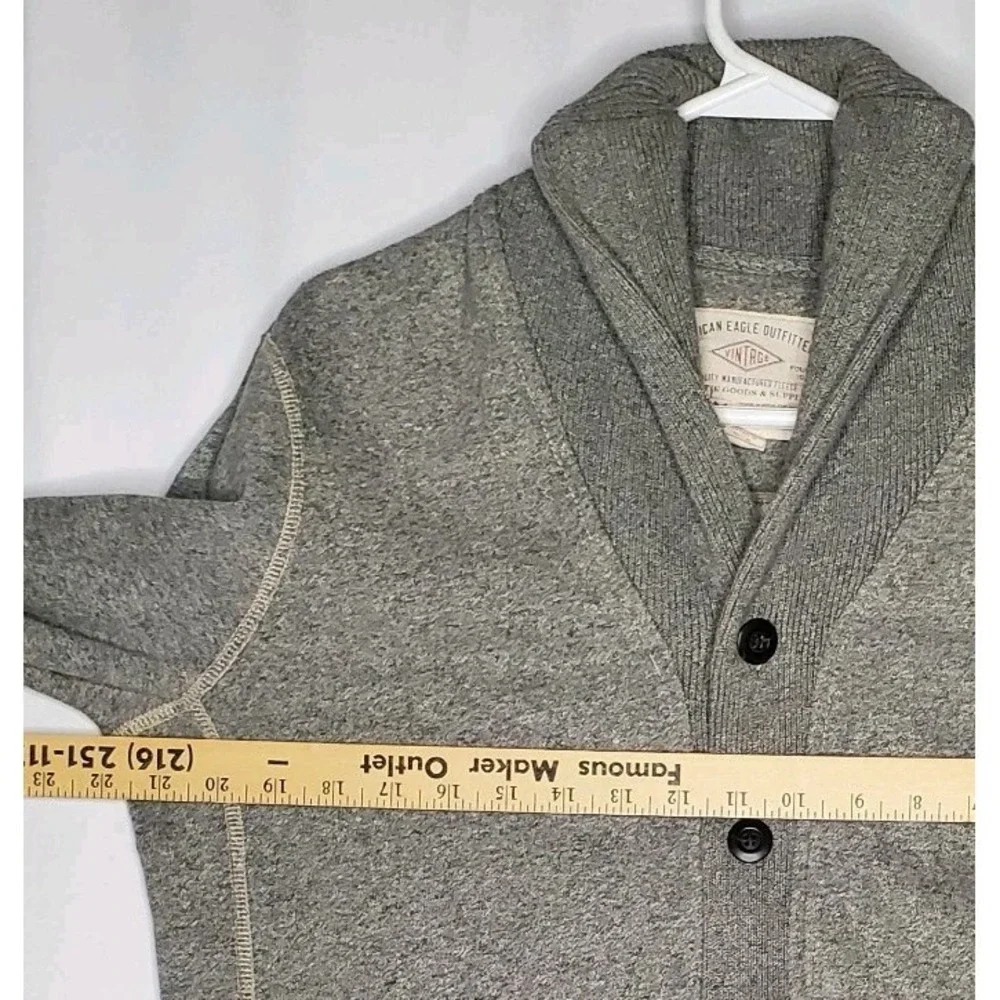 American Eagle Shawl Collar Cardigan Mens S Fleece Button Grandpa Academia 00s